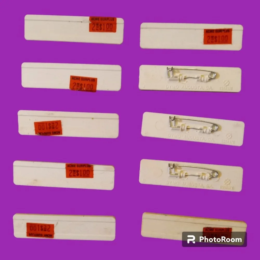 NEW OLD STOCK - VTG DYMO Plastic Name Tags - Reusable Lot of 10